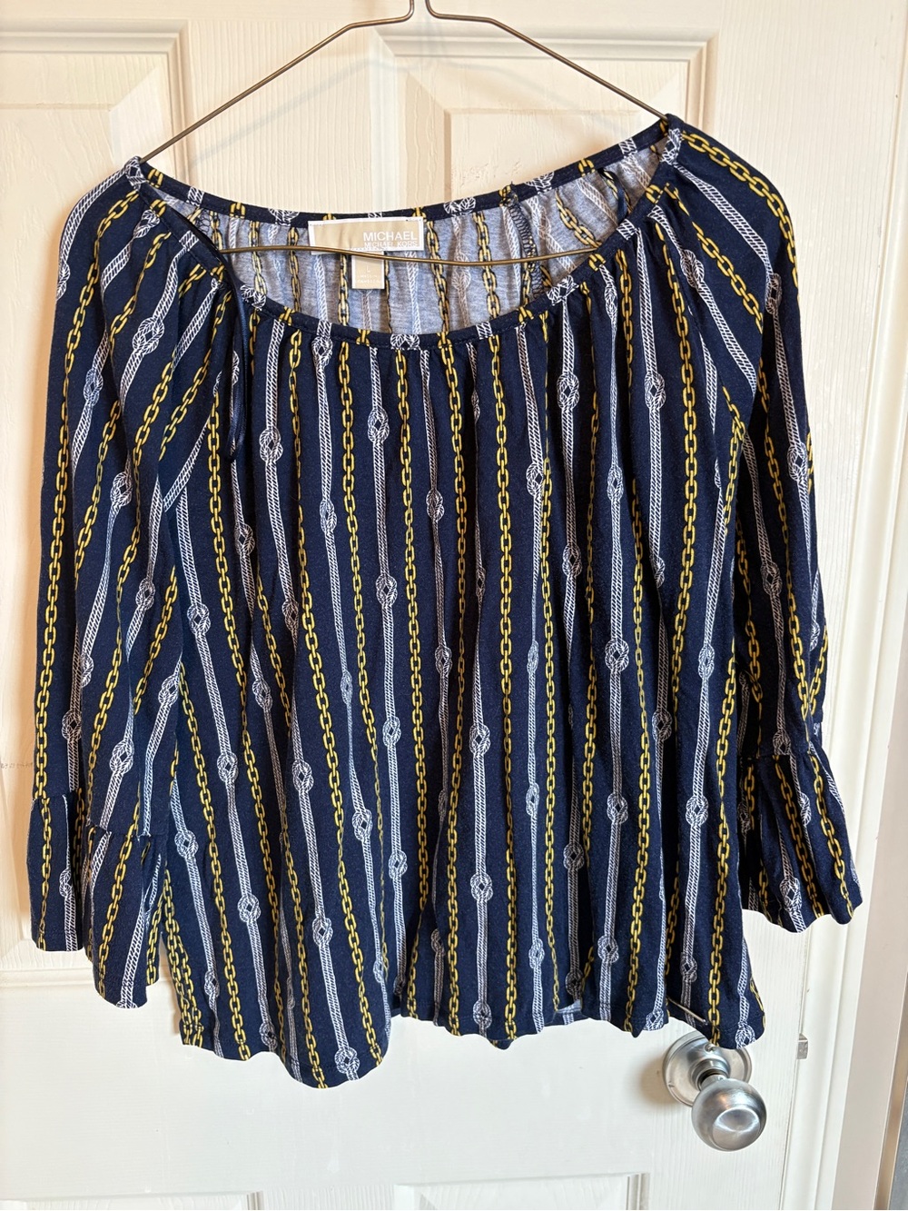 Michael Kors Navy Chain-Print Top